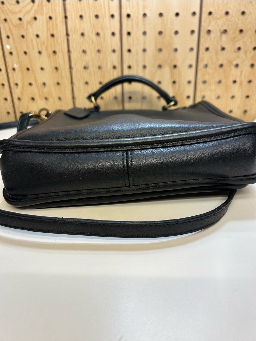 Coach Black Leather Top-Handle Briefcase with Gold Turn-Lock - Picture 12 of 13